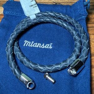 Miansai light Blue Leather D Wrap Bracelet with SS.925